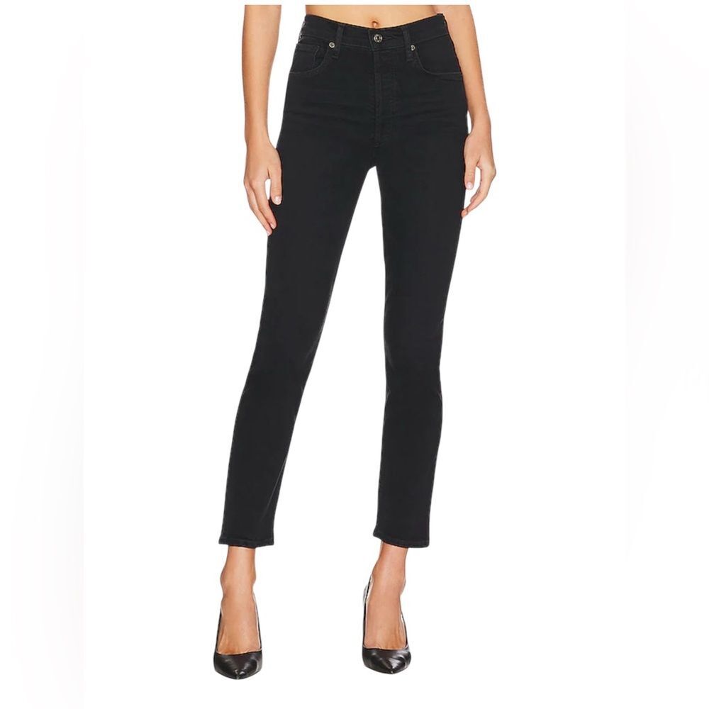 AGOLDE Riley Long High Rise Straight Jeans Vintage Black Size 23